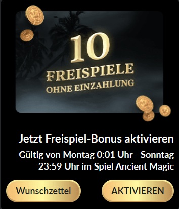 10 Freispiele Bonus