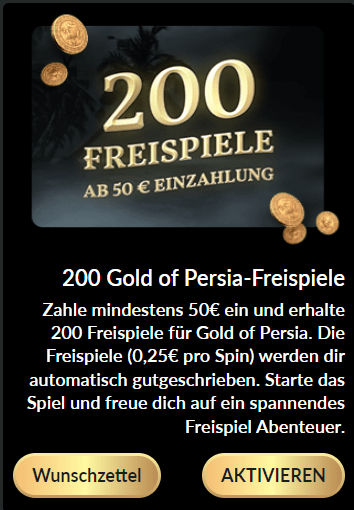 200 Freispiele für 50€