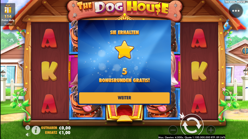 5 Freispiele ohne Einzahlung Dog House JackpotPiraten Gameplay