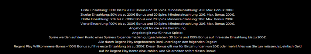 RegentPlay Einzahlbonis